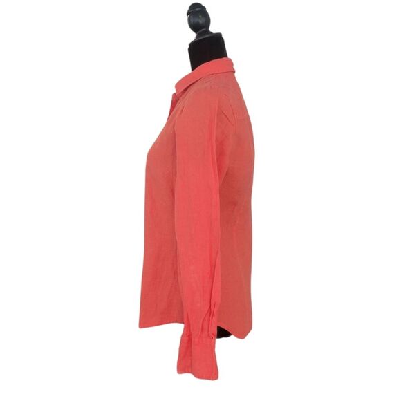 J Crew Baird McNutt 100% Linen Button Up Shirt Size 6 In Coral Orange - Picture 2 of 6